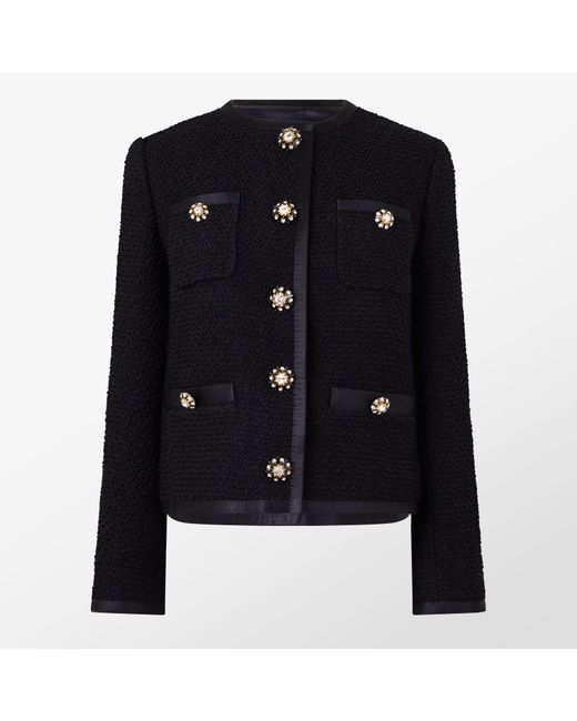 Dolce & Gabbana Black Buttoned Boucle Wool Long Sleeve Overcoat