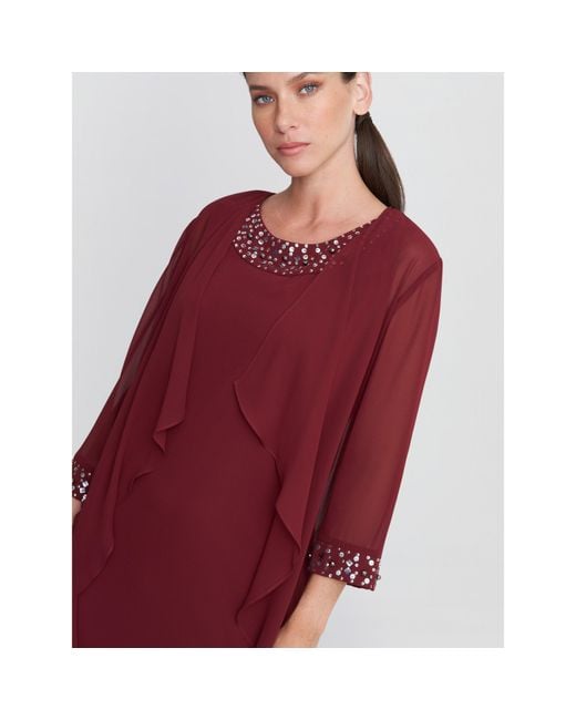 Gina Bacconi Red Joseline Short Chiffon Jacket Dress