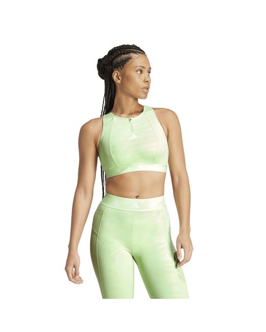 Adidas Green Non Wired All Over Print High Impact Sports Bra