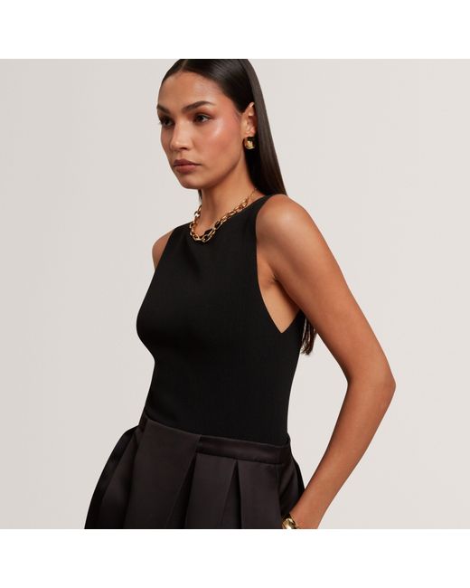 Ted Baker Black Floral Print Midi Dress