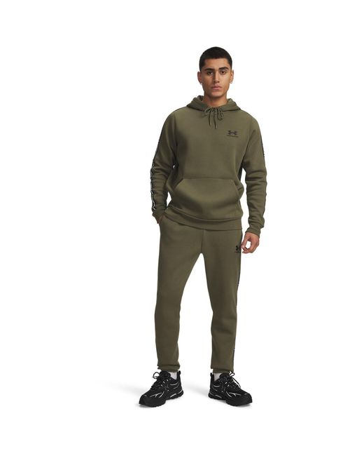 Under Armour Green Icon Taping Closed Hem Fleece Joggers for men