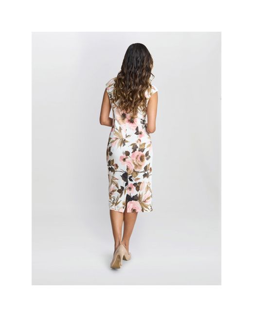 Gina Bacconi White Jolene Floral Print Scuba Dress