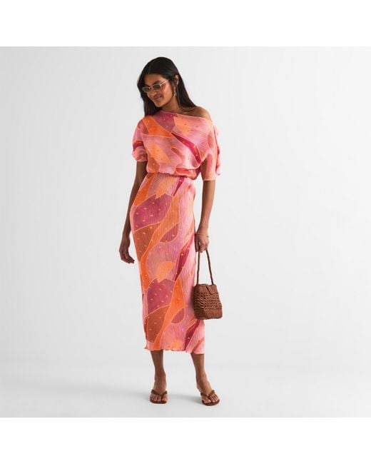 Never Fully Dressed Orange Abstract Tilly Maxi Dress
