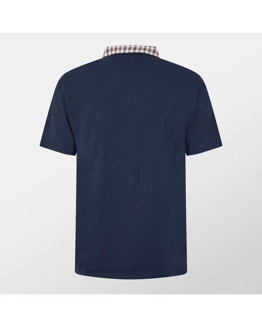 Aquascutum Blue Short Sleeve Polo Shirt for men