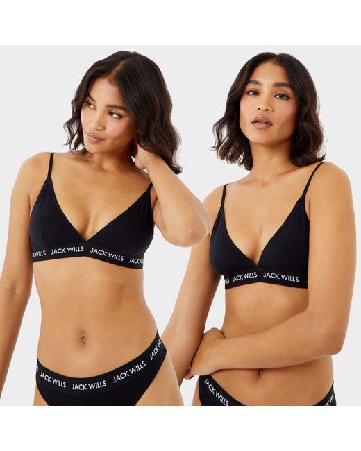 Jack Wills Black Biddstone Multipack Bralette 2 Pack