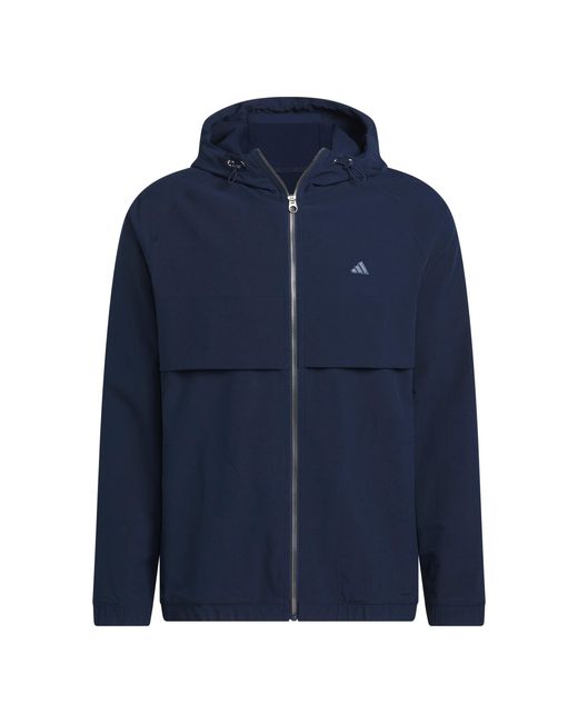 Adidas Blue Go To Full-Zip Windbreaker Thermal Performance Golf Jacket for men
