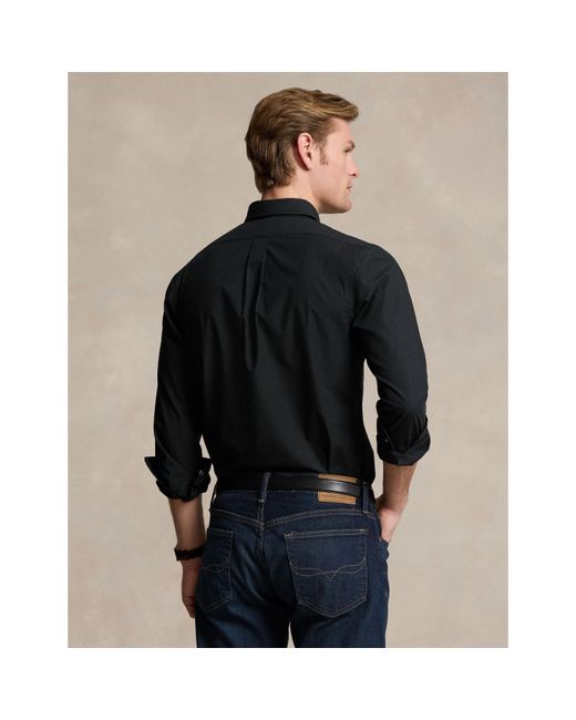 Polo Ralph Lauren Black Slim Fit Poplin Long-Sleeve Shirt for men