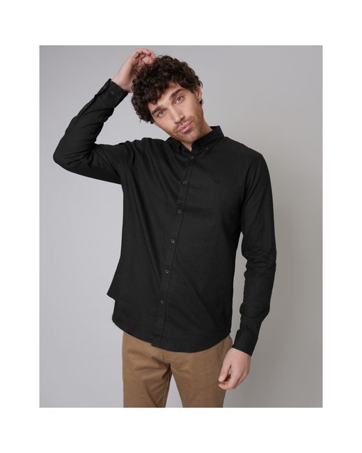 Threadbare Black Long-Sleeve Plain Shirt for men