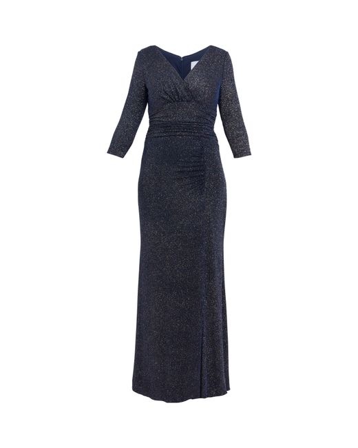 Gina Bacconi Blue Eugenie Metallic Maxi Dress