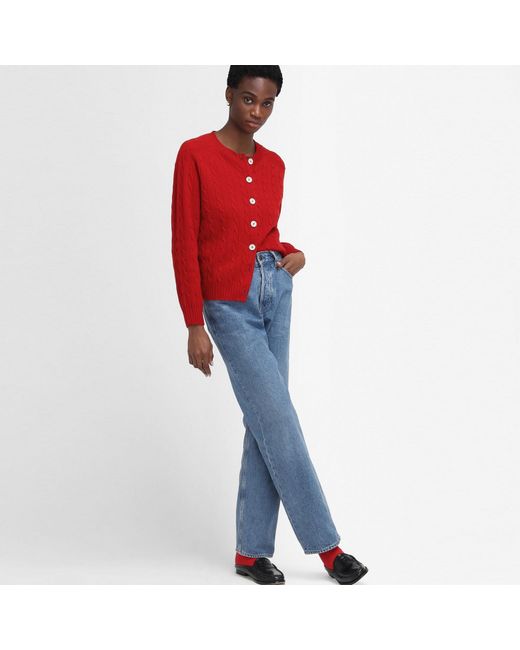 Barbour Red The Edit By Alexa Gail Cardigan