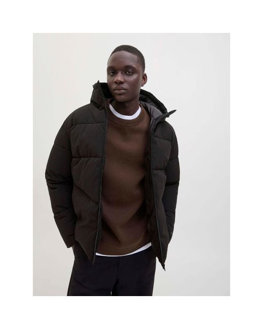 Jack & Jones Black Global Jacket Short Puffer Jacket Plus for men