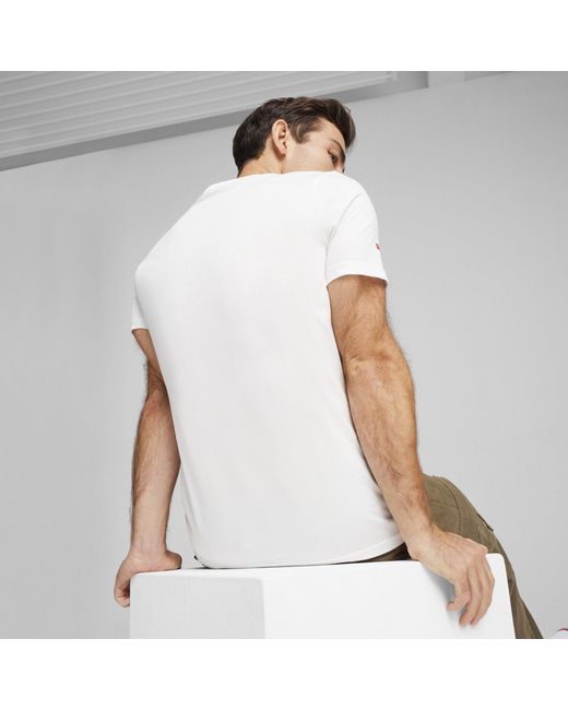 PUMA White Ess Logo Regular Fit T-Shirt for men