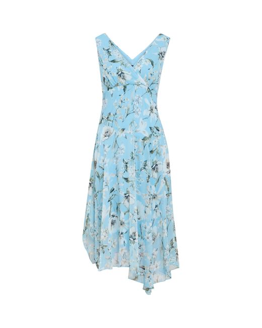 Gina Bacconi Blue Cressida Floral Print Chiffon Dress