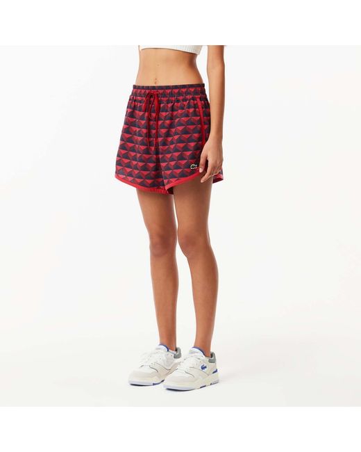 Lacoste Red Graphic Motif Short Draped Shorts