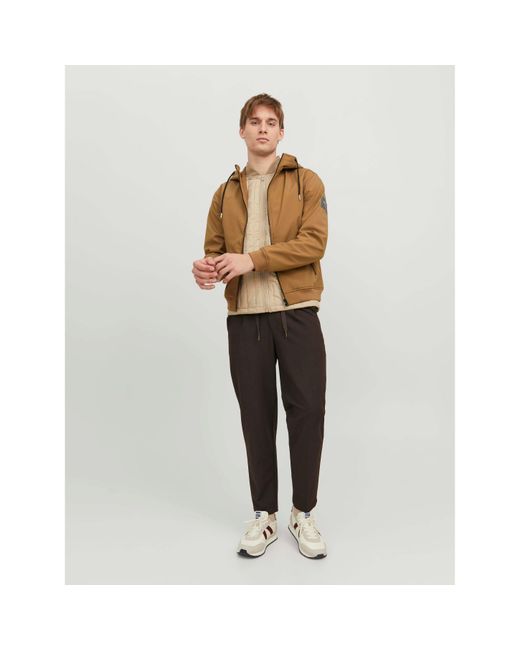 Jack & Jones Brown Zipped Hooded Softshell Jacket for men