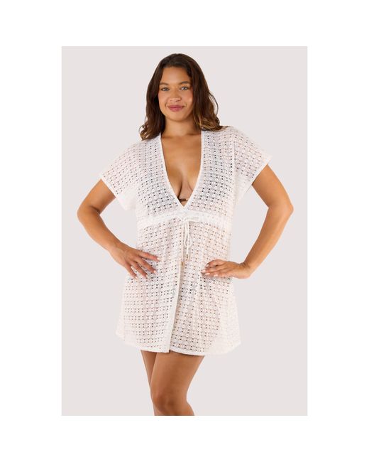 Wolf & Whistle White Isla Crochet Beach Kaftan