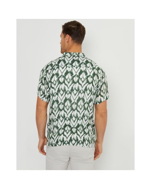 Threadbare Green Short-Sleeve Patterned Shirt for men