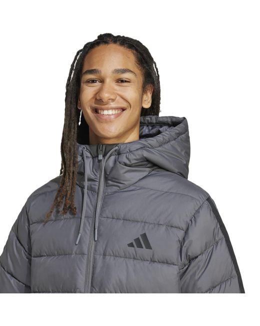 Adidas Gray Essentials Climawarm 3-Stripes Synthetic Down Jackets for men