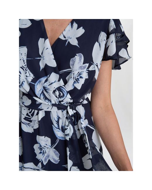 Gina Bacconi Blue Teresa Floral Chiffon Dress