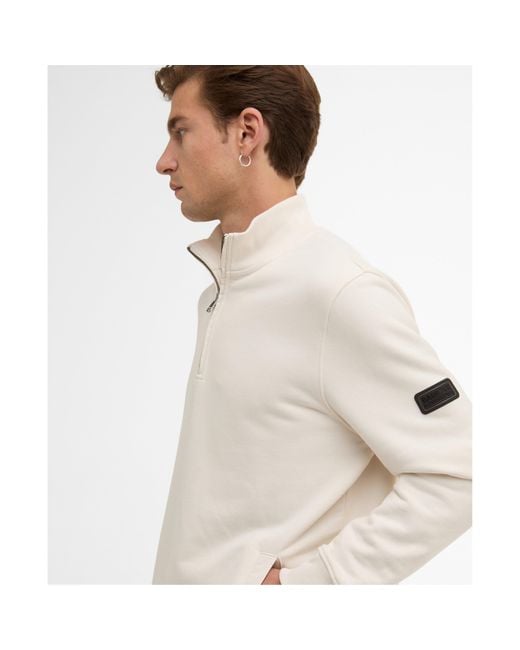 Barbour White Ehan Half Zip Cotton Long Sleeve Sweatshirt for men