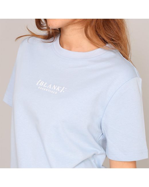 Blank Essentials Blue Blank E Core Puff Print T-Shirt Ladies