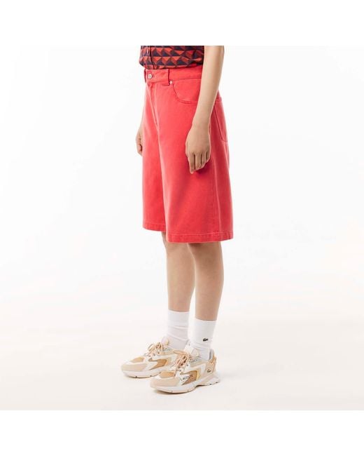 Lacoste Red Long Natural Dye Bermuda Shorts