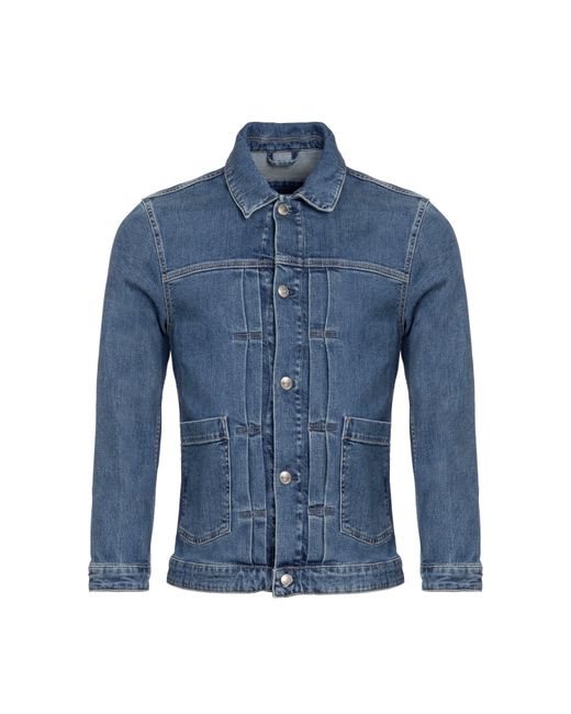 Eden Park Blue Denim Cotton Button Front Patch Pocket Jacket for men