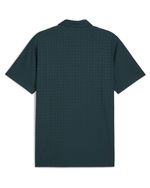 PUMA Blue Mattr Houndstooth Short Sleeve Performance Polo Shirt for men