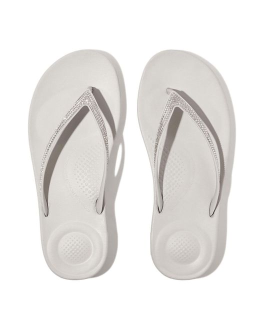 Fitflop White Iqushion Sparkle Flip-Flop Size 3