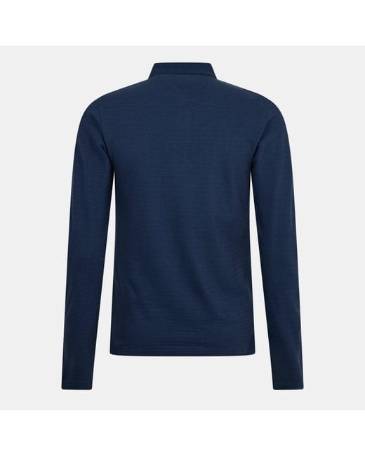 Peter Werth Blue Albery Long Sleeve Polo Shirt for men
