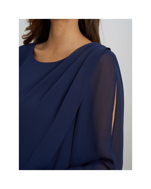 Gina Bacconi Blue Lexie Embellished Sleeves Dress