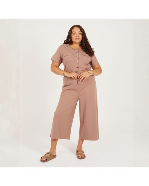 Brave Soul Multicolor Plus Size Utility Style Jumpsuit With Drawcord Waist