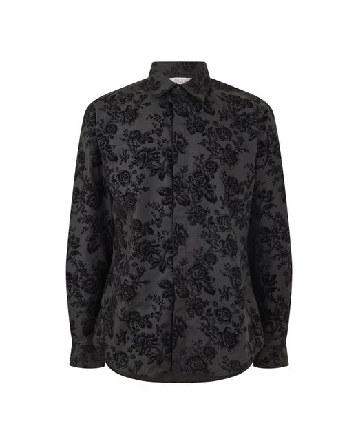 Twisted Tailor Blue Armada Slim Fit Floral Flocked Shirt for men