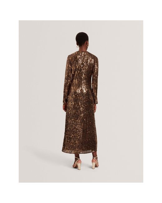 Ted Baker Brown Sequinned Bodycon Dress
