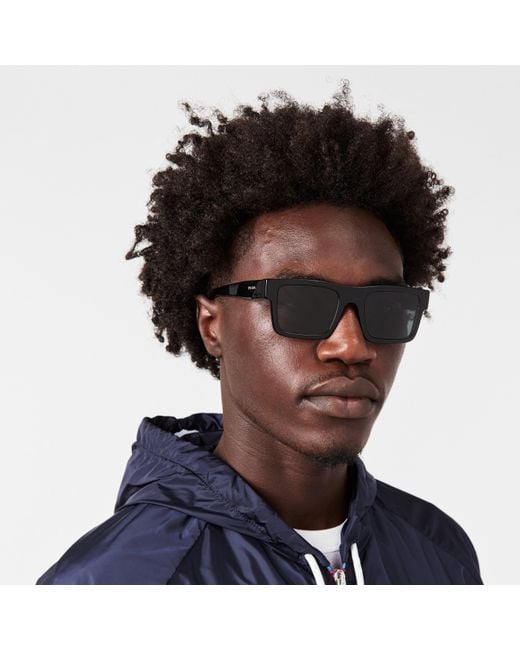 Prada Gray Symbole Rectangle Sunglasses for men