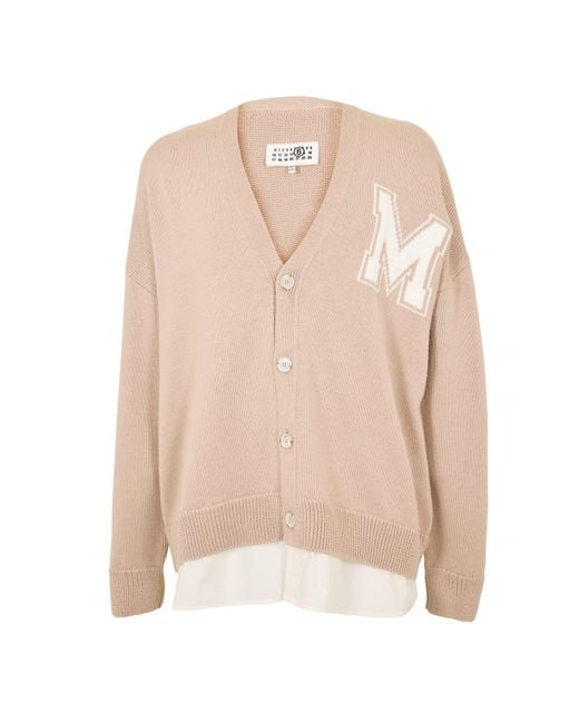 MM6 by Maison Margiela Natural 2-In-1 Varsity Cardigan for men
