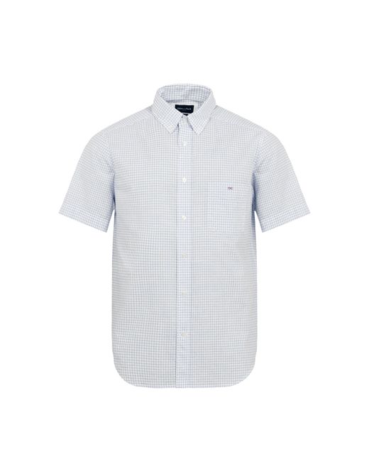 Eden Park Blue Checked Cotton Dobby Shirt for men