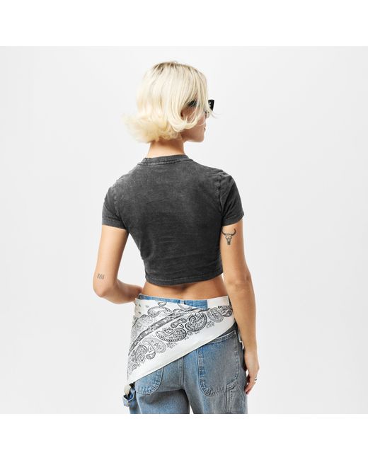 Off-White c/o Virgil Abloh Gray Marble Cropped Fitted Baby Tee