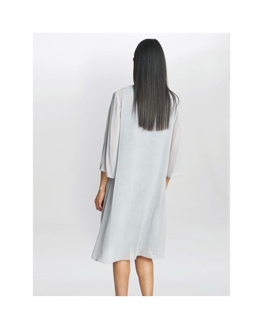 Gina Bacconi Blue Tracy Embroidered Dress & Chiffon Jacket
