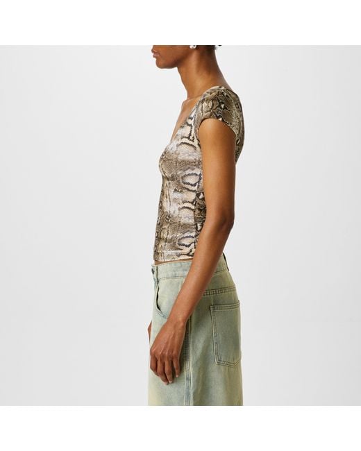 Jaded London Green Snakeskin T-Shirt
