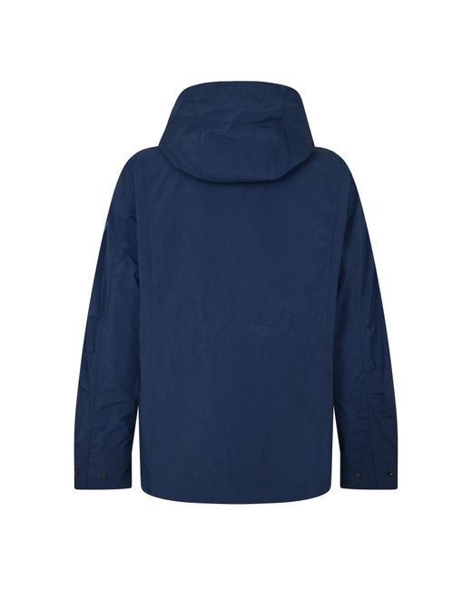 Timberland Blue Abington Solid Patterned Hooded Snap Button Field Jacket for men