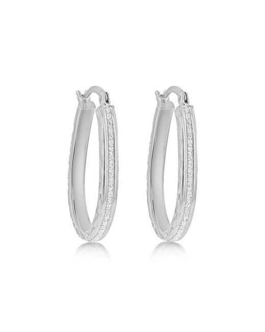 Be You White Sterling Stardust Oval Hoops