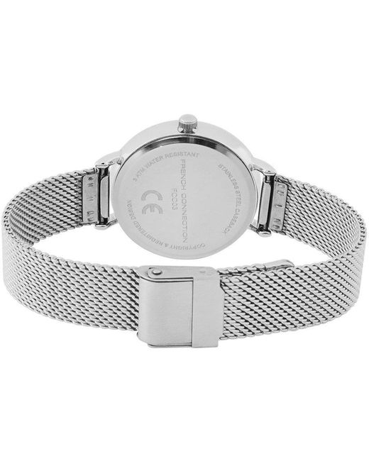 French Connection Blue Case Round Shape Strap Quartz Watch