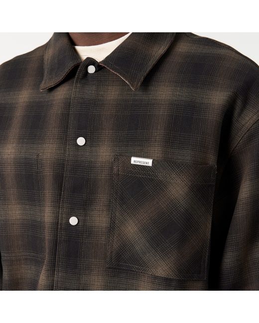 Represent Black Long-Sleeve Patterned Shirt for men