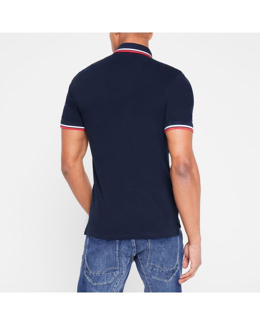 Jack & Jones Blue Paulos Tipped Pique Short Sleeve Polo Shirt for men
