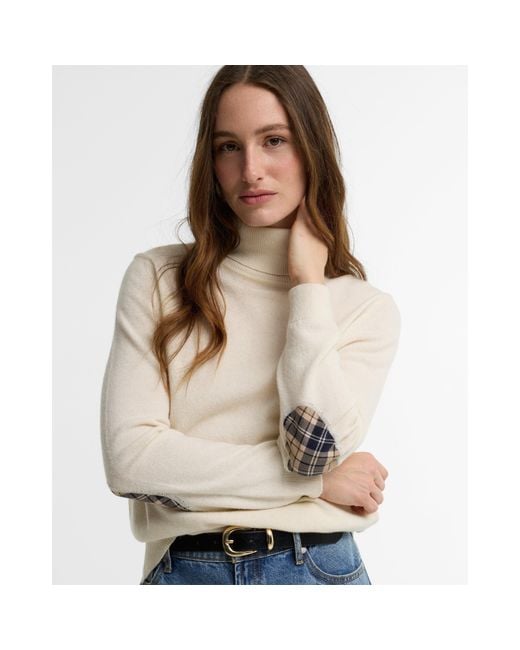 Barbour White Pendle Roll-Neck Jumper
