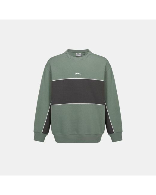 Slazenger 1881 Green Fleece Sportswear Crew Sweat for men