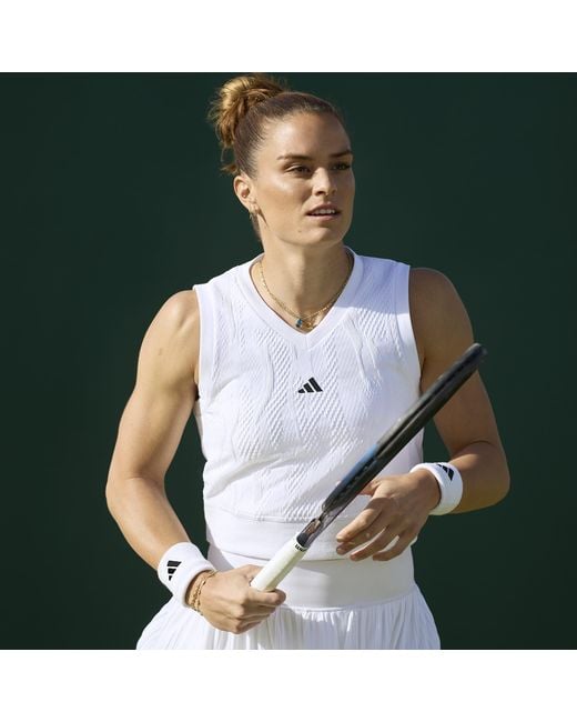 Adidas White Tennis Pro Aeroready Crop Top