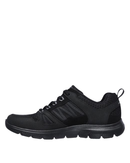 Skechers Black Mesh Qtr Lace Up W Mf Low Top Trainers