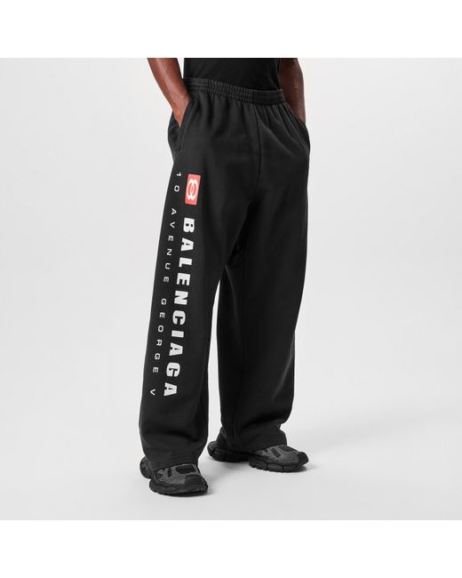 Balenciaga Black Wide Leg Jersey Open Hem Joggers for men